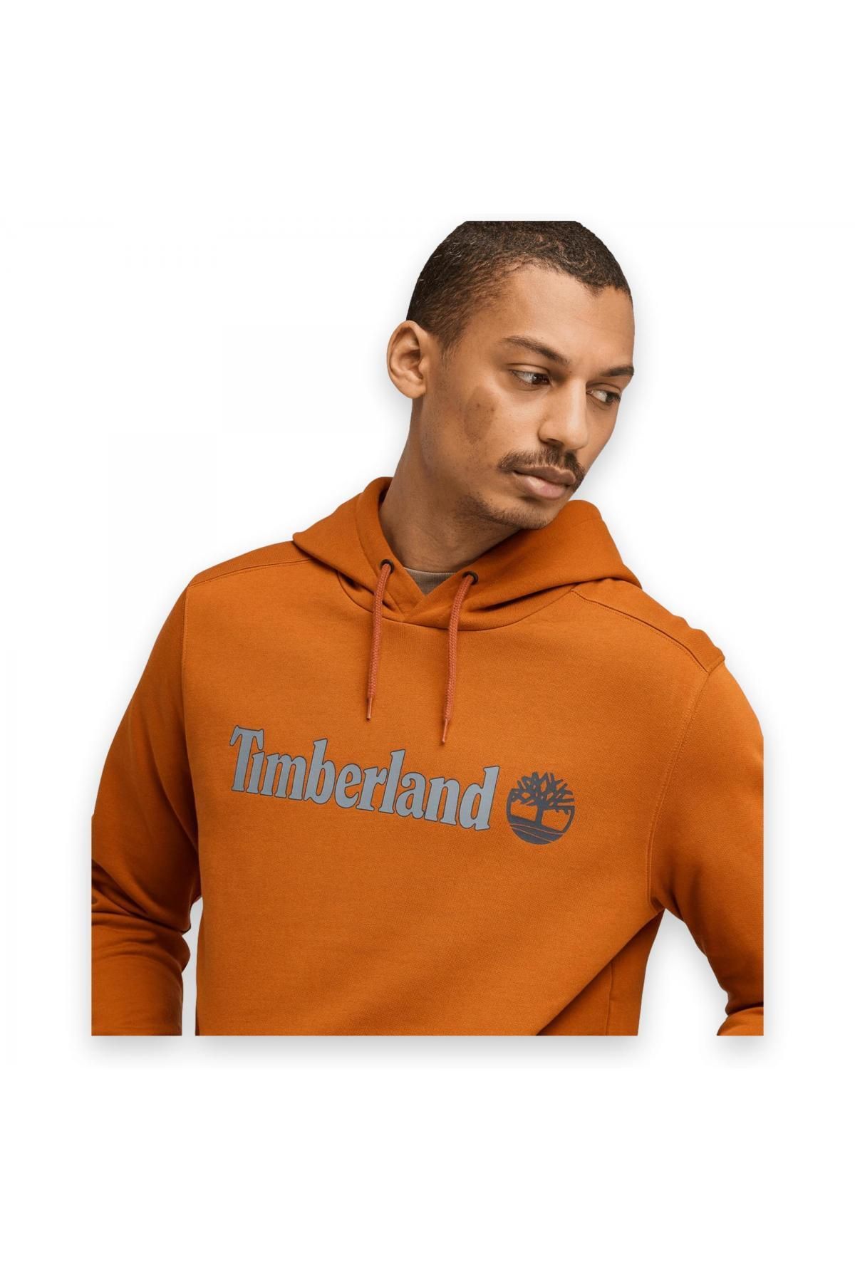 Timberland-Tb0a5ukk الخطية شعار هوديي البلوز الرجال البرتقالي 3