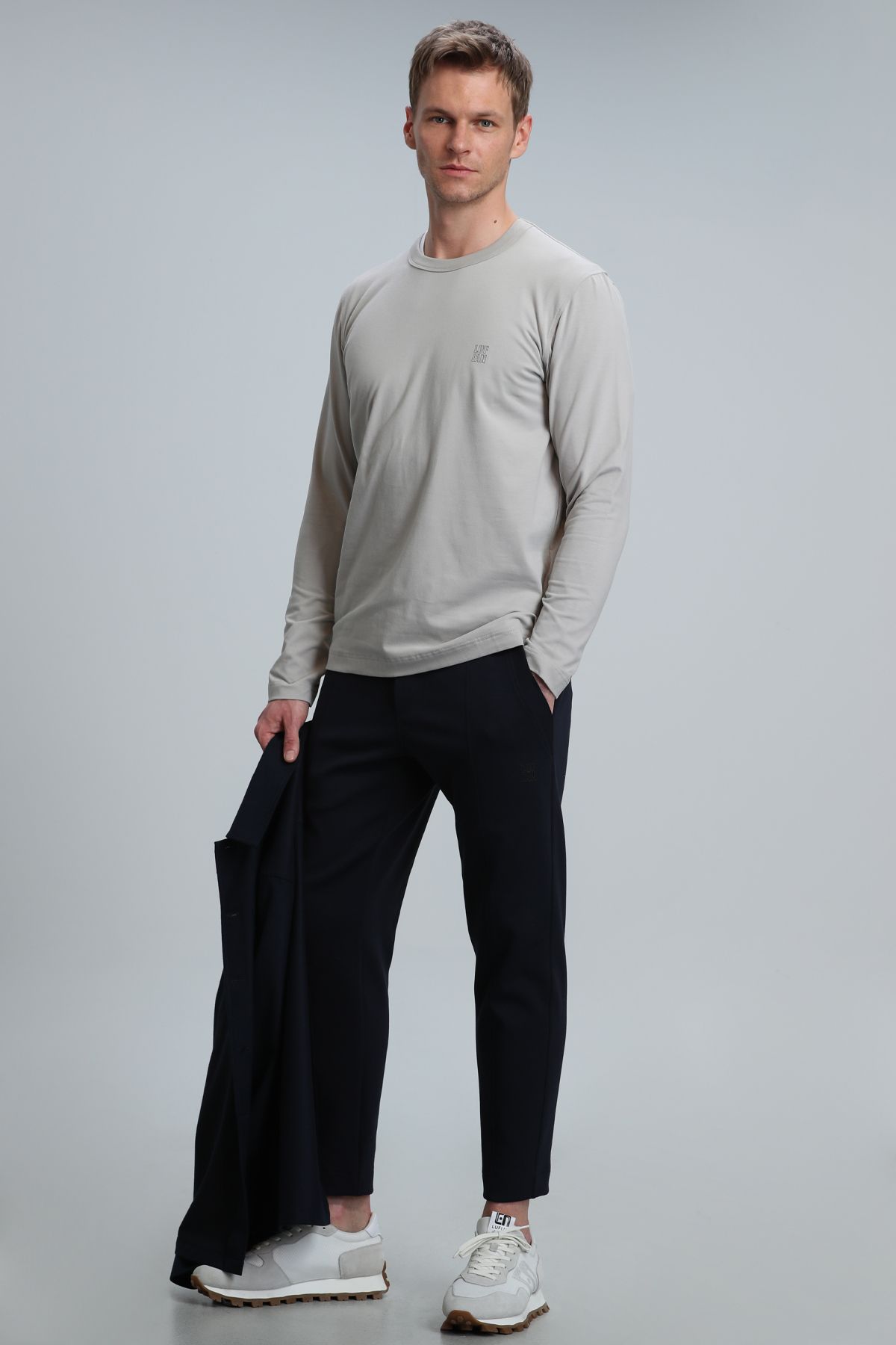 Lufian-Merlin Men's Long Sleeve T-Shirt Beige 2