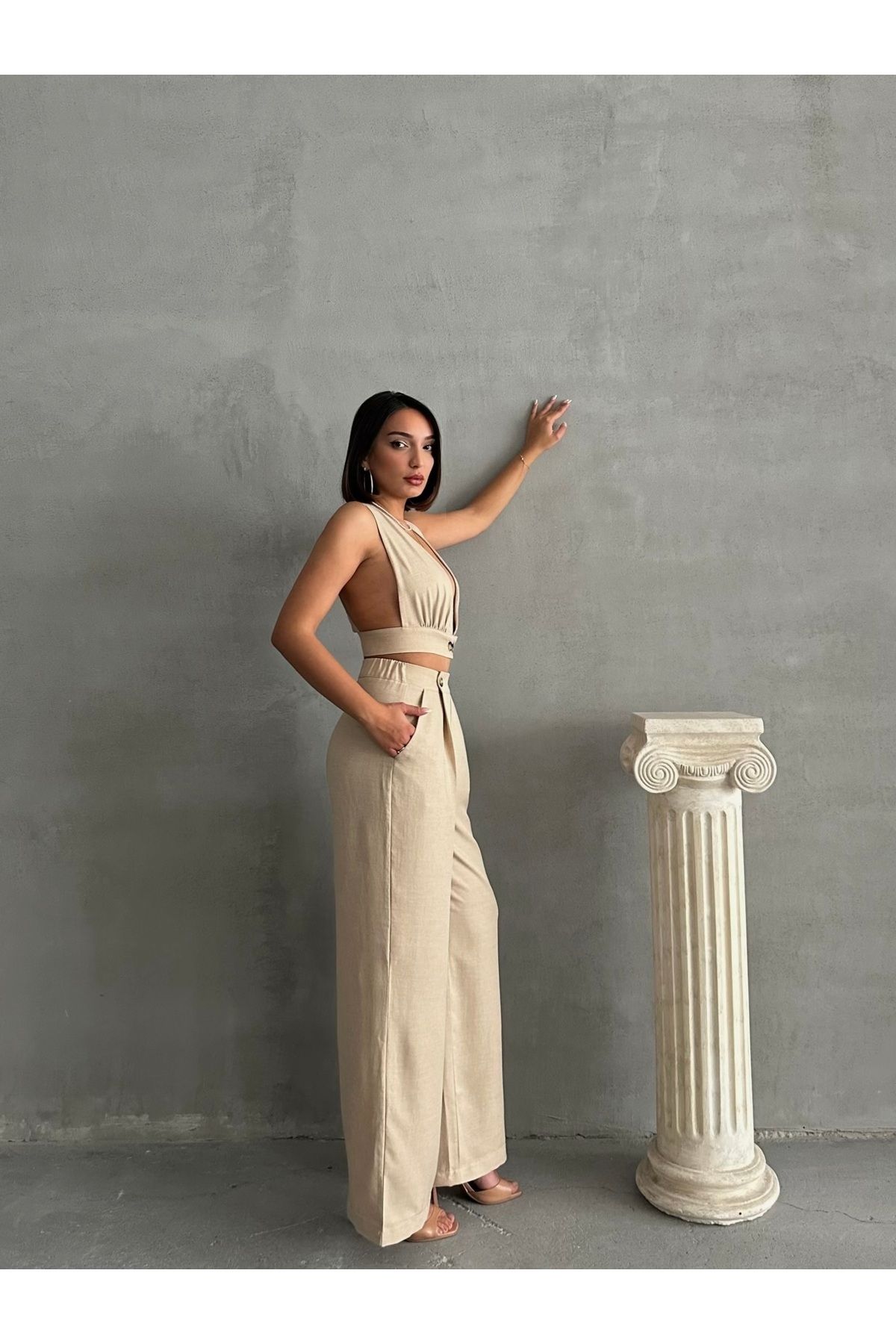 RockMore-Trend Crop Pantalon and Linen Set 1
