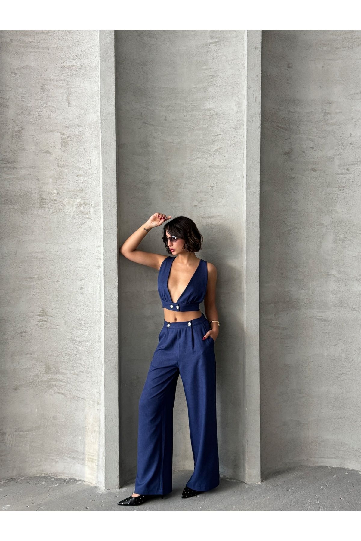 RockMore-Trend Crop Pantalon and Linen Set 4