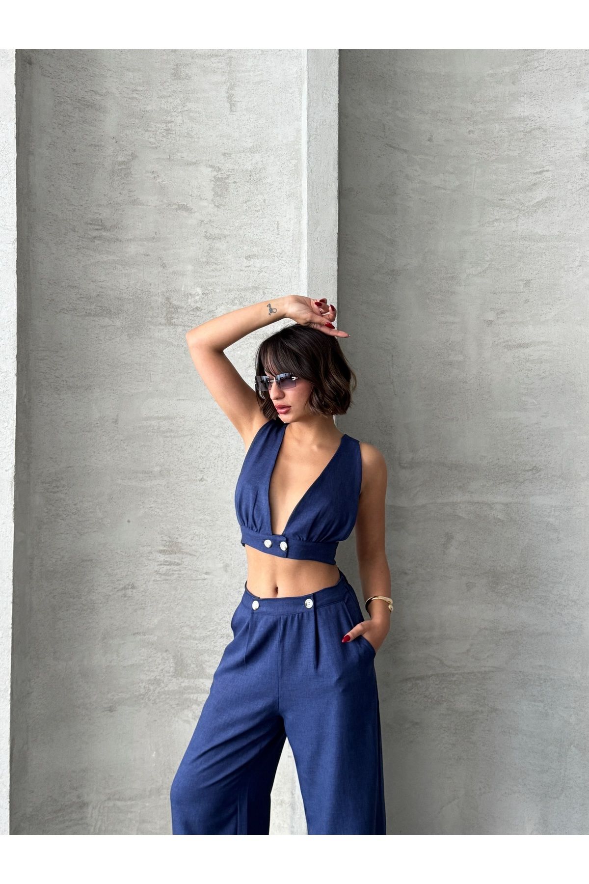RockMore-Trend Crop Pantalon and Linen Set 1