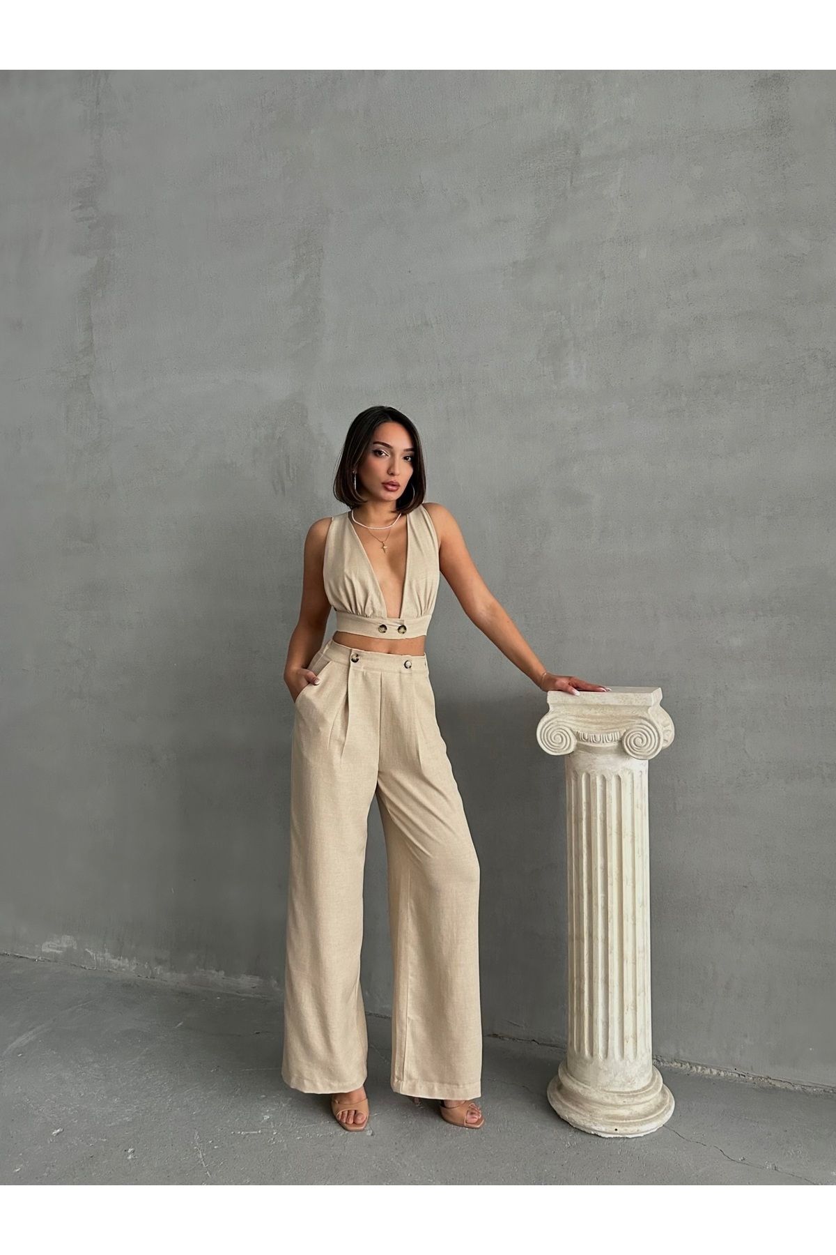 RockMore-Trend Crop Pantalon and Linen Set 4