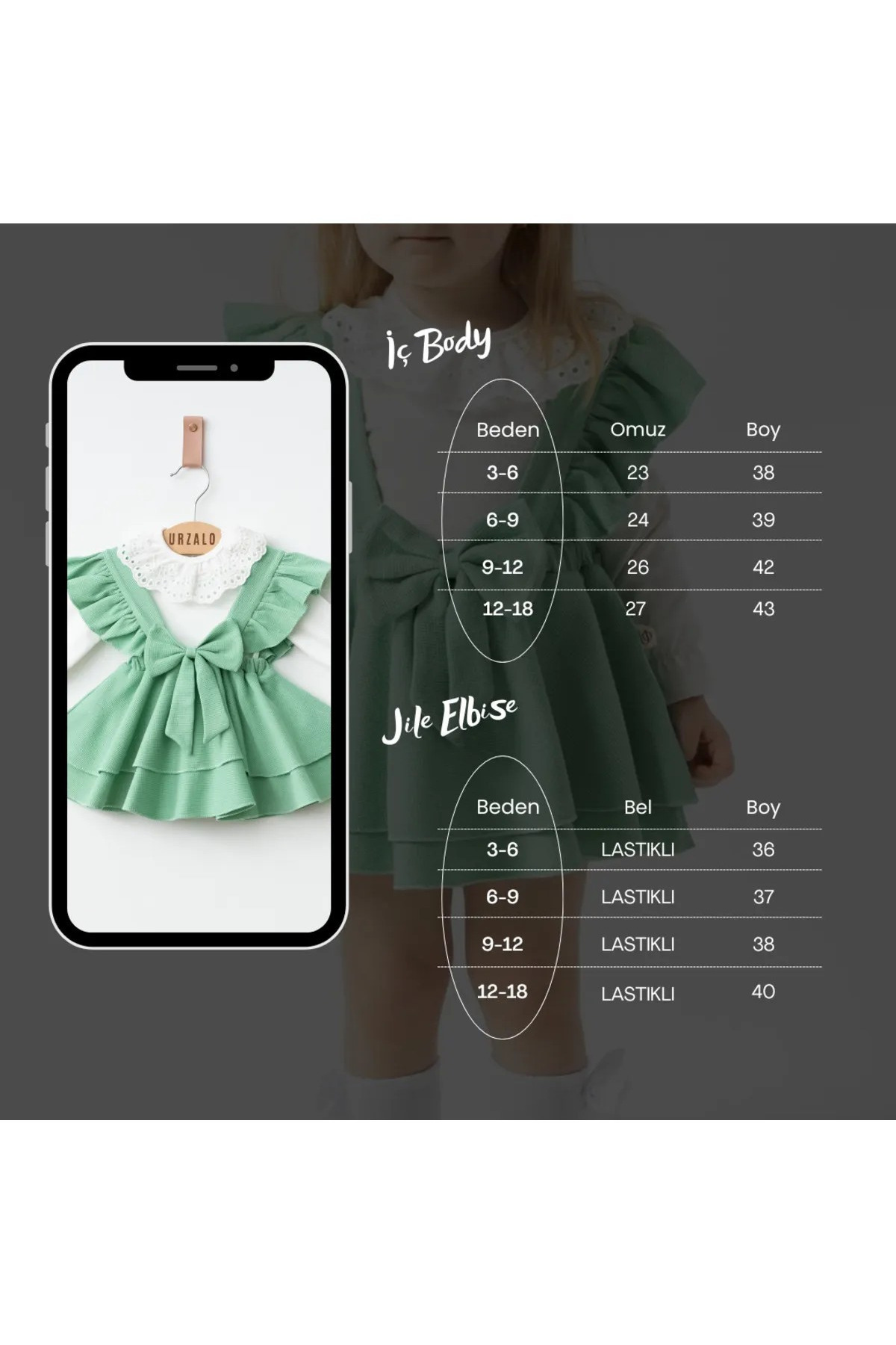 İnci-Incibaby Bow 100% Cotton Premium Dress & Lace Snap Body Suit 8