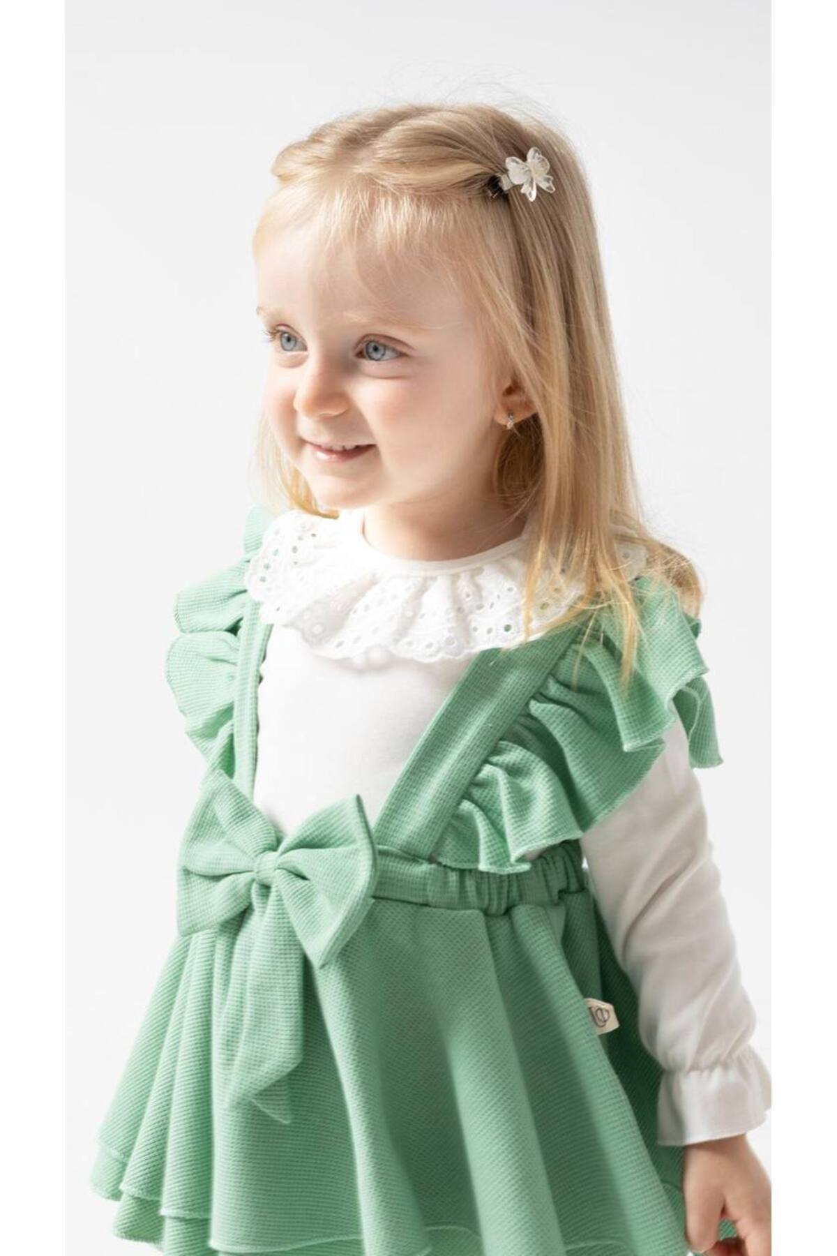 İnci-Incibaby Bow 100% Cotton Premium Dress & Lace Snap Body Suit 3