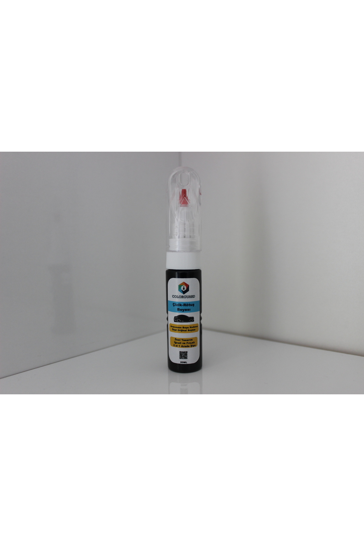 COLORGUARD Parlak Siyah Çelik Jant-Jant Kapağı 2 in 1 İğneli Ve Fırçalı Özel Şişe Rutuş-Rütuş-Rötuş Boyası