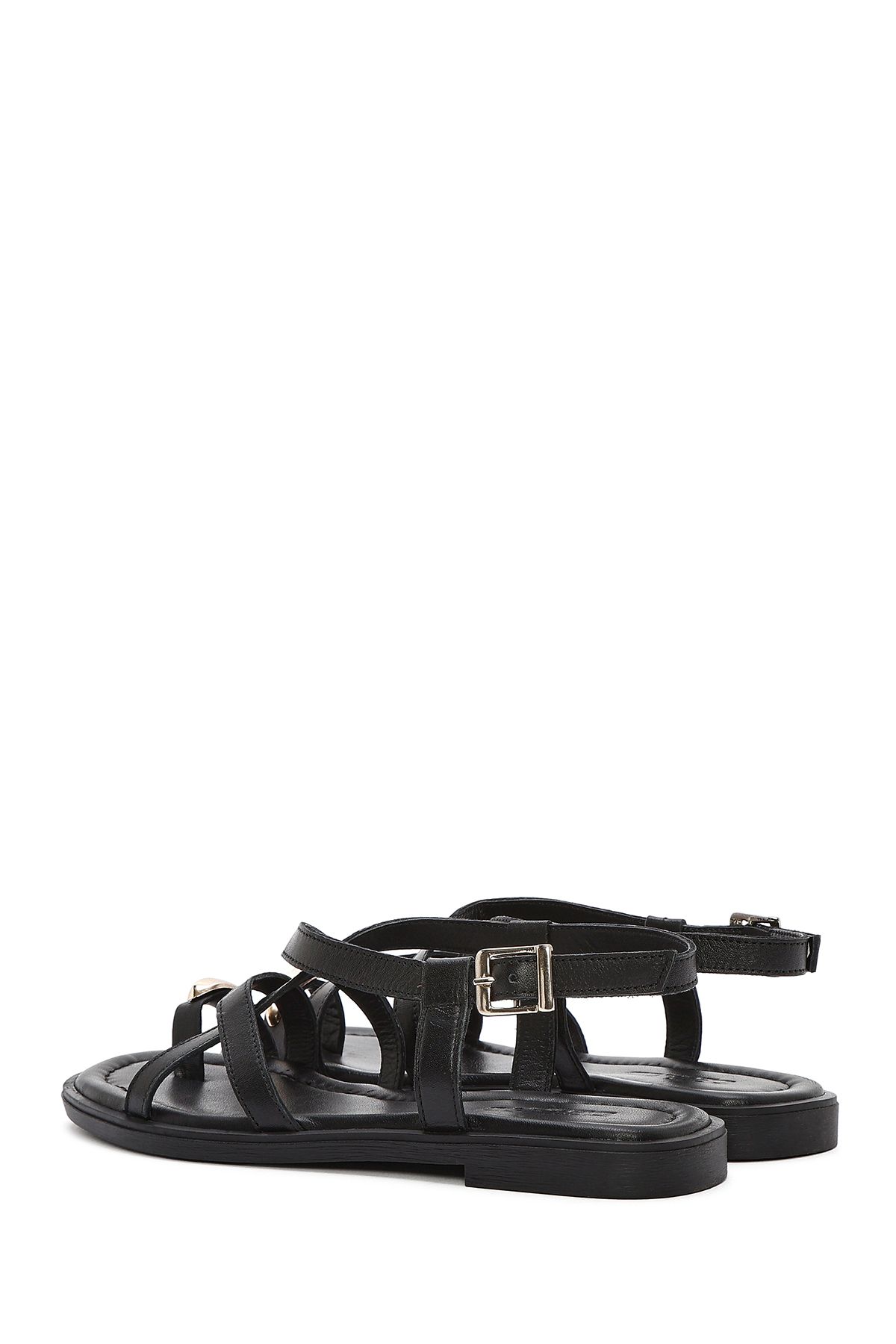Derimod-Women's Black Ankle Buckle Leather Sandals 25Sfd 362918 5