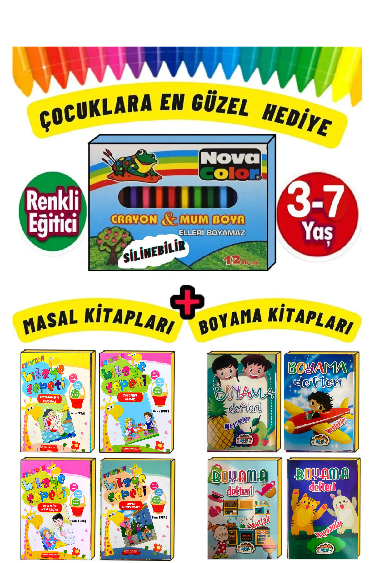 GÖNÜL YAYINCILIK Eğitici -öğretici Etkinlik Boyama Ve Hikaye Seti (3-7 Yaş)
