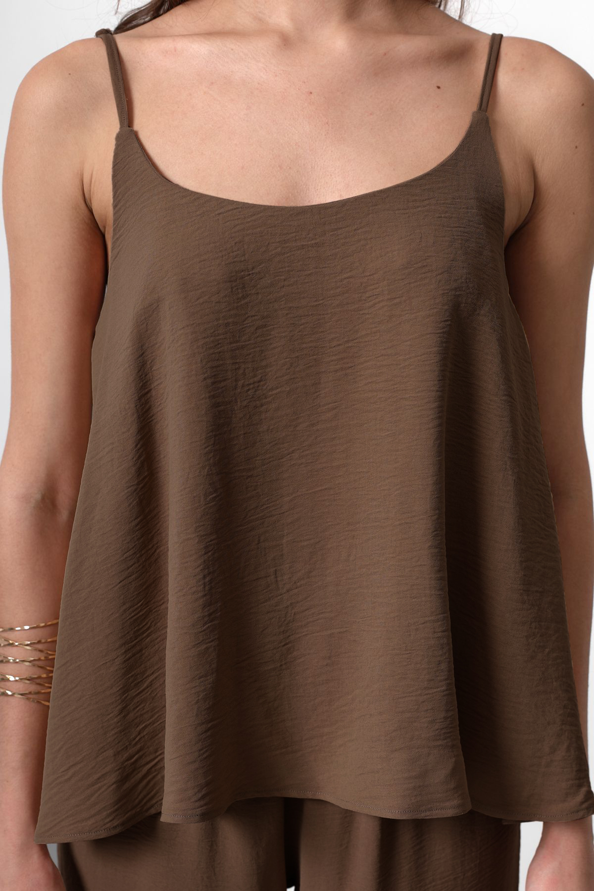 Trendyolmilla  Kahverengi Askılı Dokuma Bluz Dokuma Alt-Üst Takım TWOSS25AU00043 - Görsel 8