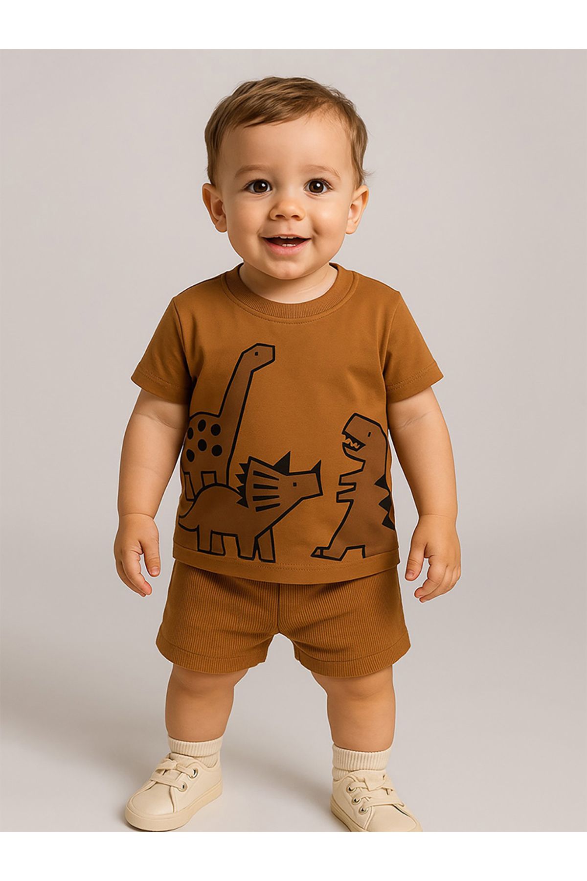 Denokids Zestaw Koszulek Dla Chłopców Z Nadrukiem Dinozaura I Krótkich Spodenek Mężczyzna - 24–36 months