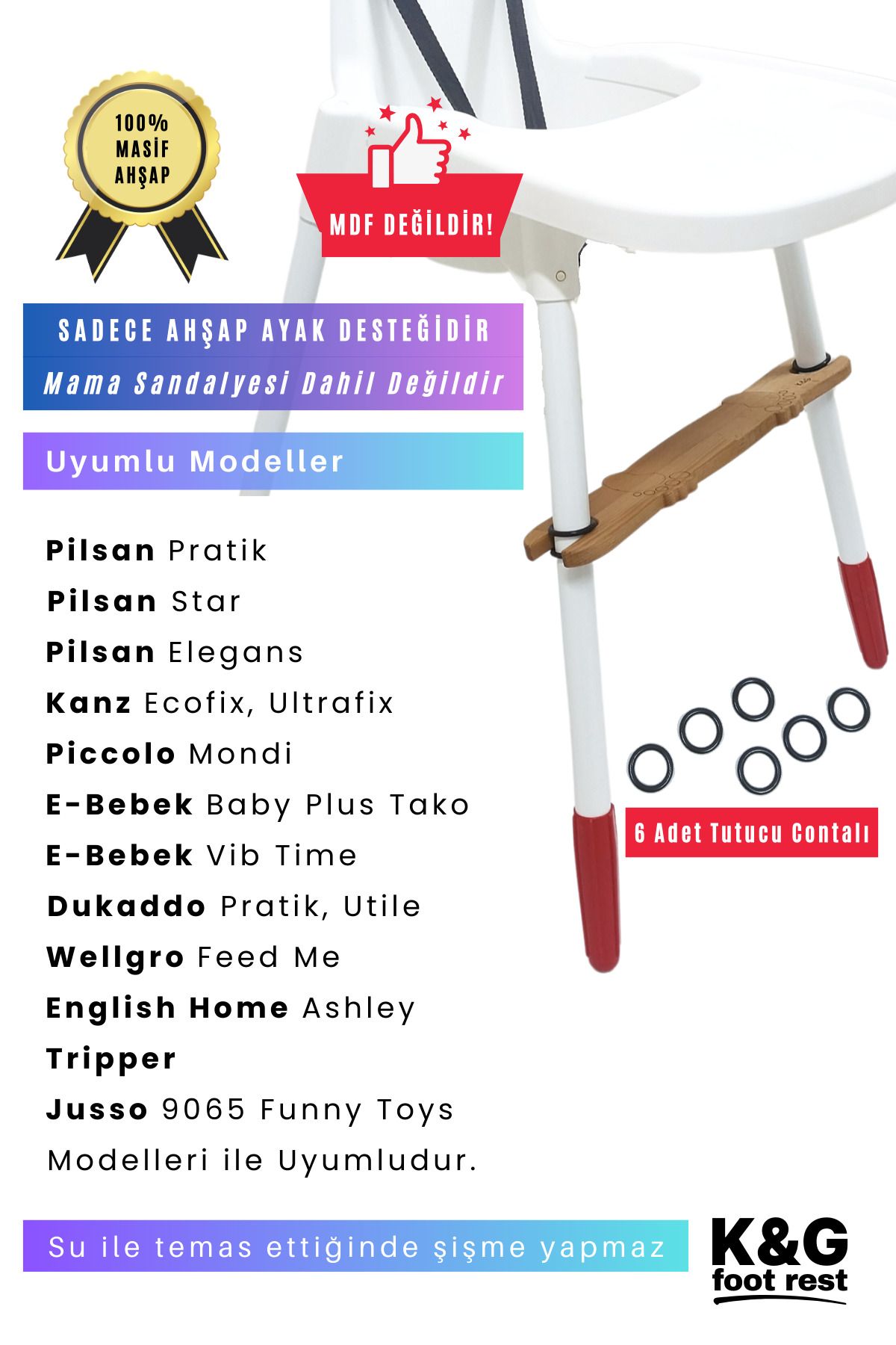 K&G foot rest Ithal Contalı Mama Sandalyesi Ayak Koyma Desteği Pilsan Elegans, Pratik, Kanz, Piccolo, E Bebek Tako