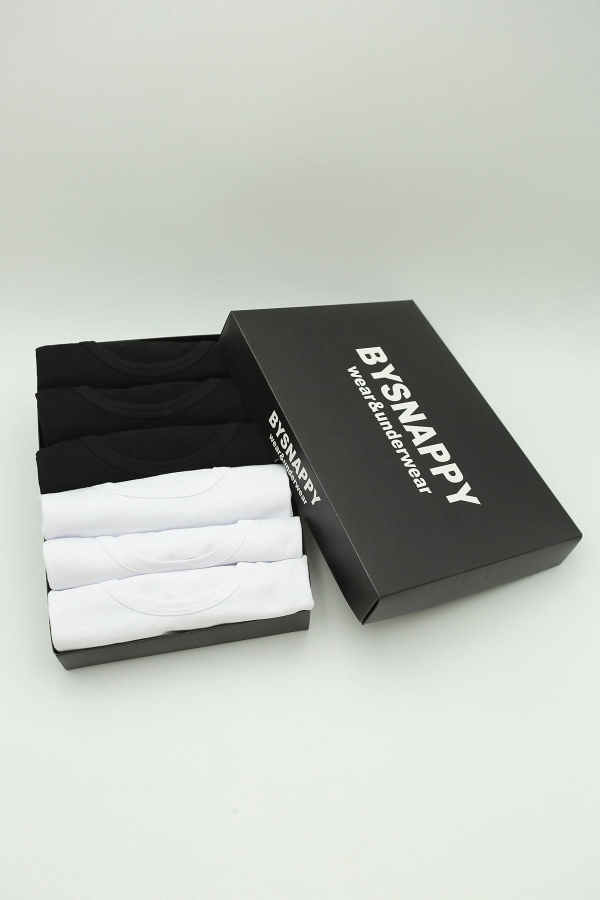 BYSNAPPY Erkek 6' Lıkarışık Paket ,kutulu Siyah Ve Beyaz Atlet Premıum Kalıte (pamuklu)