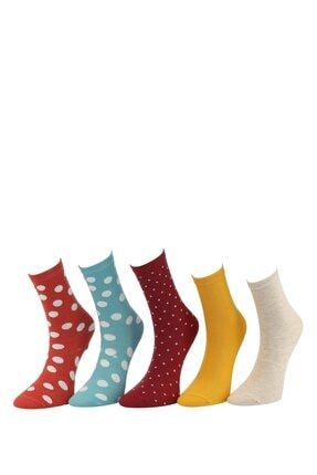 Çok Renkli Kadın Soket Çorap 5'li PUAN MIX 5 LI SKT-W 1PR