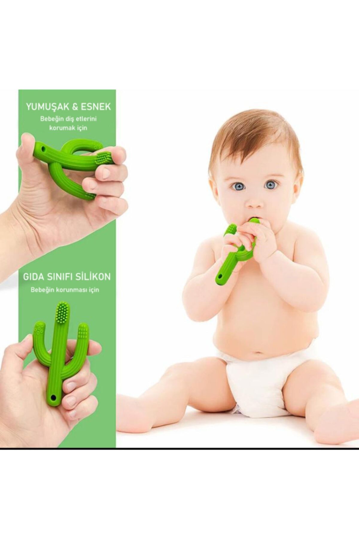 Weego-Cactus Patterned Teether Attached to Pacifier Green 0-12 Months 4