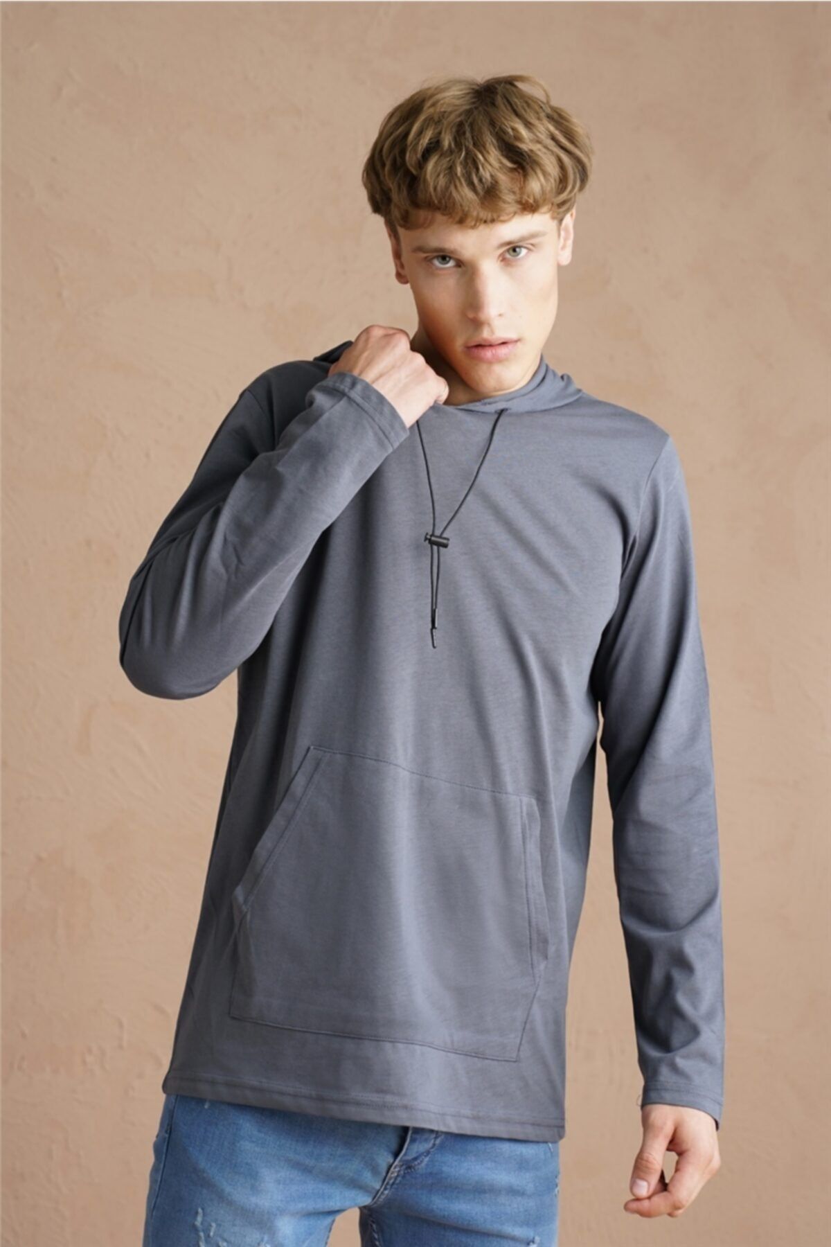 Tarz Cool Men s Smoked Thin Hooded Sweatshirt xinceswtr04s