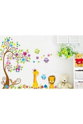 Çocuk Odası Dekorasyonu Xl 162 X 131 Cm Dev Boyutlu Renkli Orman Hayvanları KTM8891138