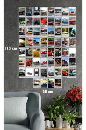 Klasik Araba Poster Kolaj Seti | Kaplamalı Yırtılmaz Duvarseti Kalın Kuşe Kağıt | 60 Adet 10cm*14cm p-003