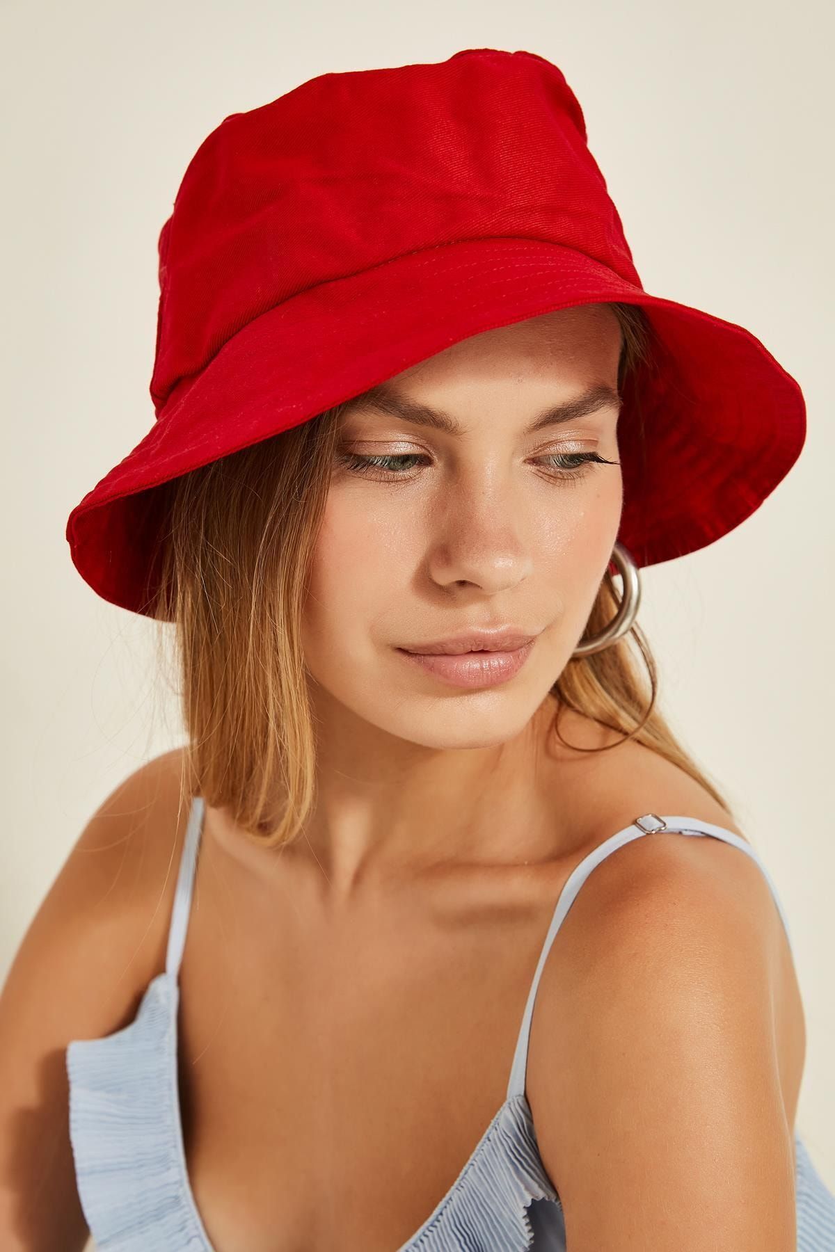 13372 Kırmızı Bucket Şapka