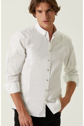 Erkek Slim Fit Beyaz Gömlek 1080116