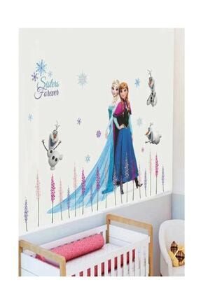 Elsa Anna Frozen Karlar Ülkesi Duvar Çıkartması Çocuk Bebek Odası Anaokulu Kreş Dekor Sticker KTM8890210