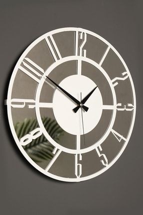 Muyika Bunnela Beyaz Aynalı Metal Duvar Saati 50x50cm Sessiz Mekanizmalı Amd-50 MYK2034