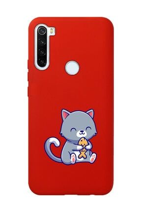 Xiaomi Redmi Note 8 Uyumlu Tatlı Kedi Kırmızı Lansman Telefon Kılıfı DFLCASE138-Xiaomi-Redmi-Note-8