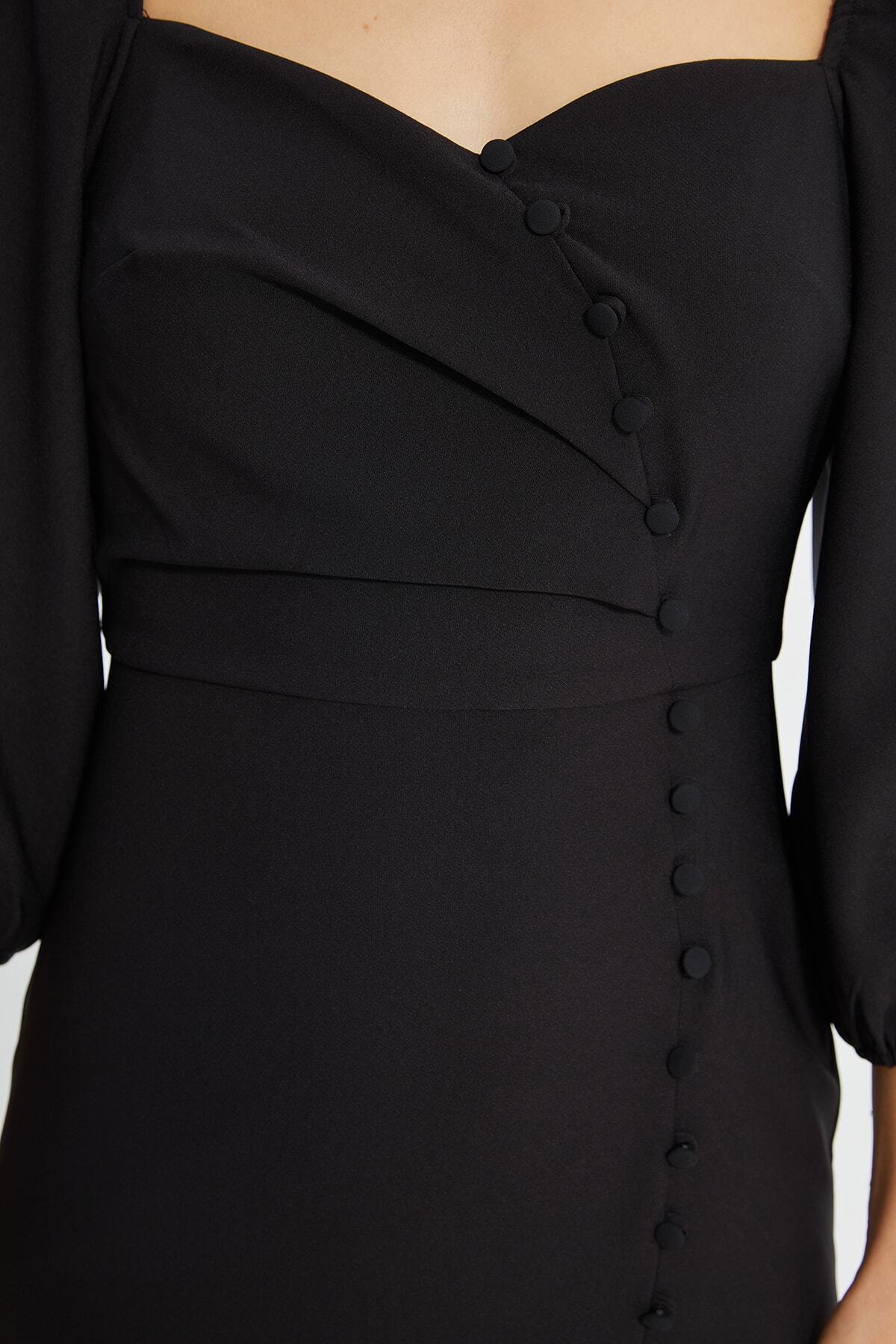 Trendyol Collection-Detailní tkané šaty s černými knoflíky TWOAW22EL0742 4