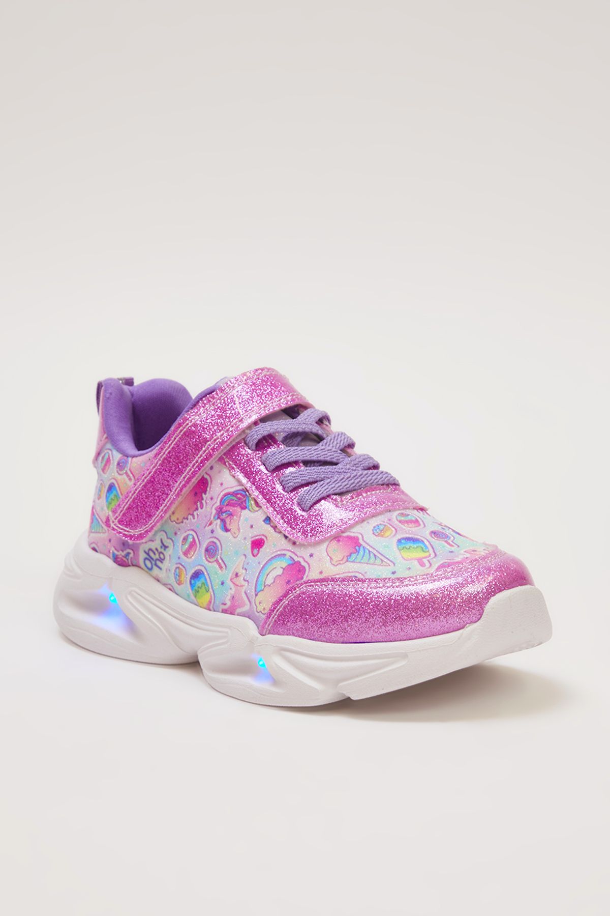 TRENDYOL SHOES-Rózsaszín világos csillogó részletes tépőzáras és fűzős gyerek sportcipő 3