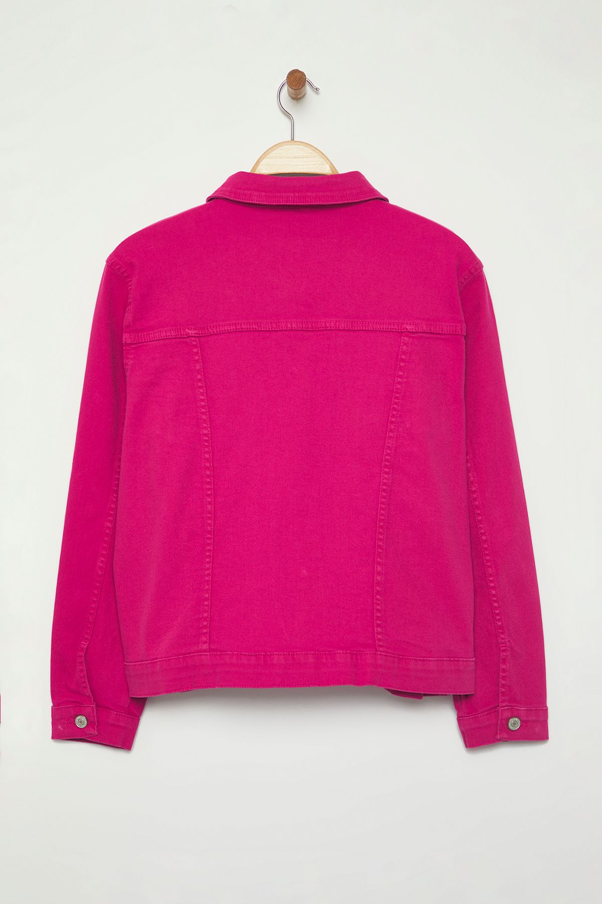 Trendyol Curve-Fuchsia Stretchy Crop Plus Size Denim Jacket Tbbss25Ag00007 8