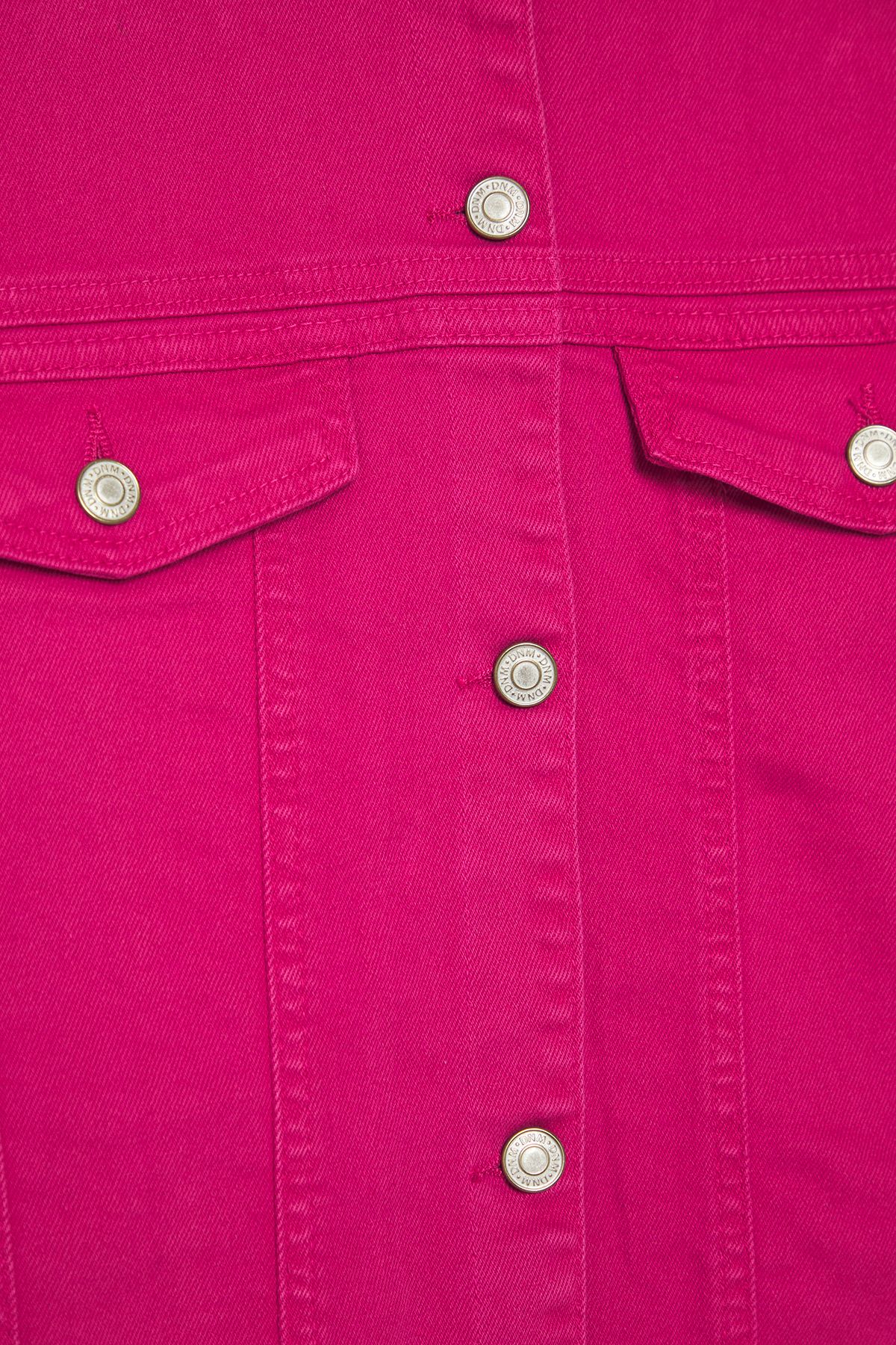 Trendyol Curve-Fuchsia Stretchy Crop Plus Size Denim Jacket Tbbss25Ag00007 6