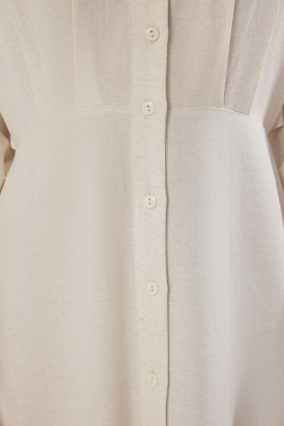 Trendyol Modest-Gewebtes Hemdkleid mit Steinleinenanteil TCTSS25EB00103 3