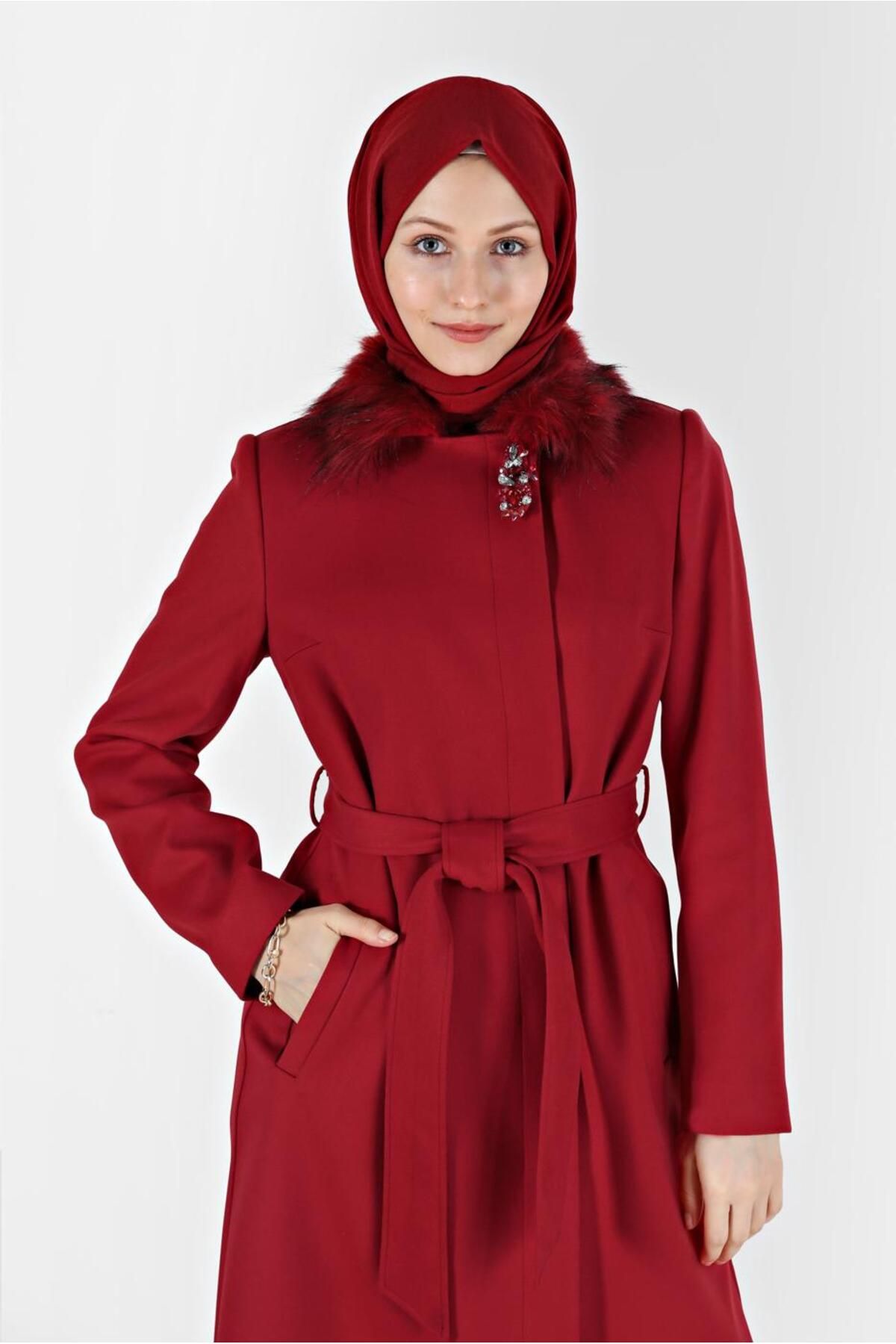 کت کمربند خز دار 90211 Alvina