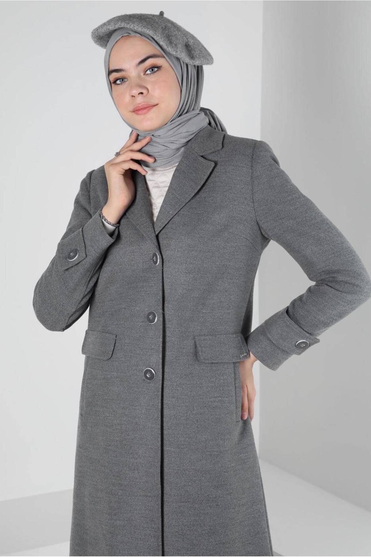 مانتو یقه دوبل 90409 Alvina
