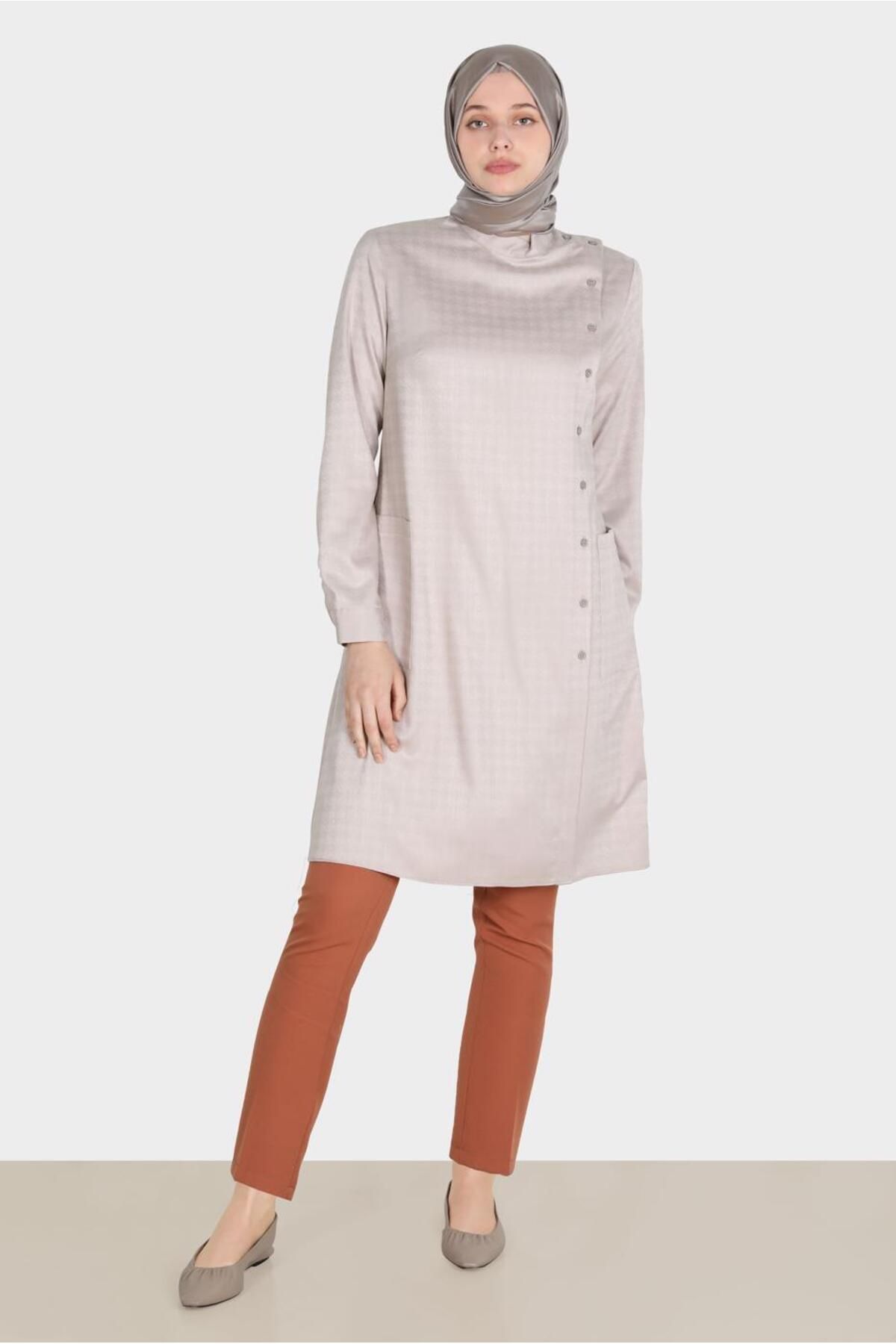 تونیک دکمه دار مدل Houndstooth 42746 Alvina
