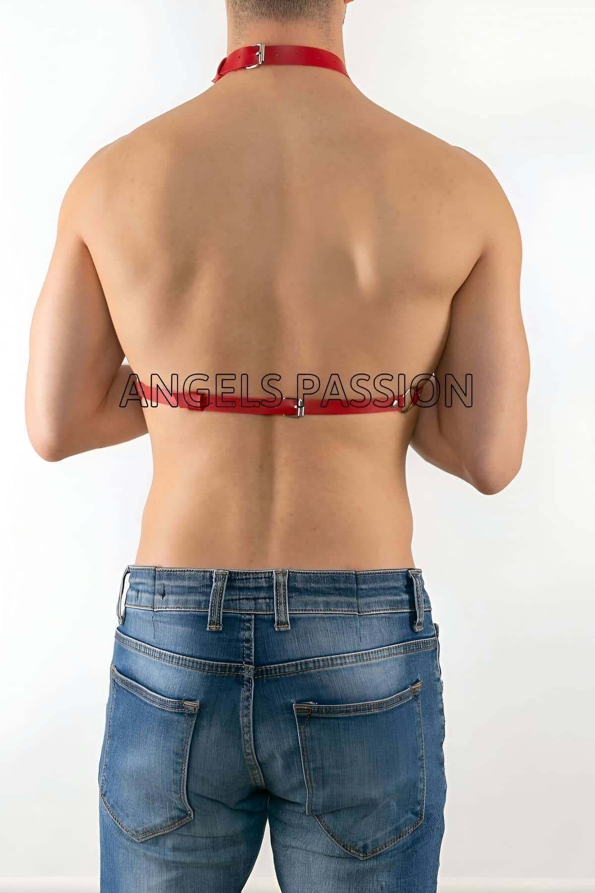 Drop Deposu-Men's Leather Chest Harness with Chain, Men's Harness with Chain - Brfm74-K1 2