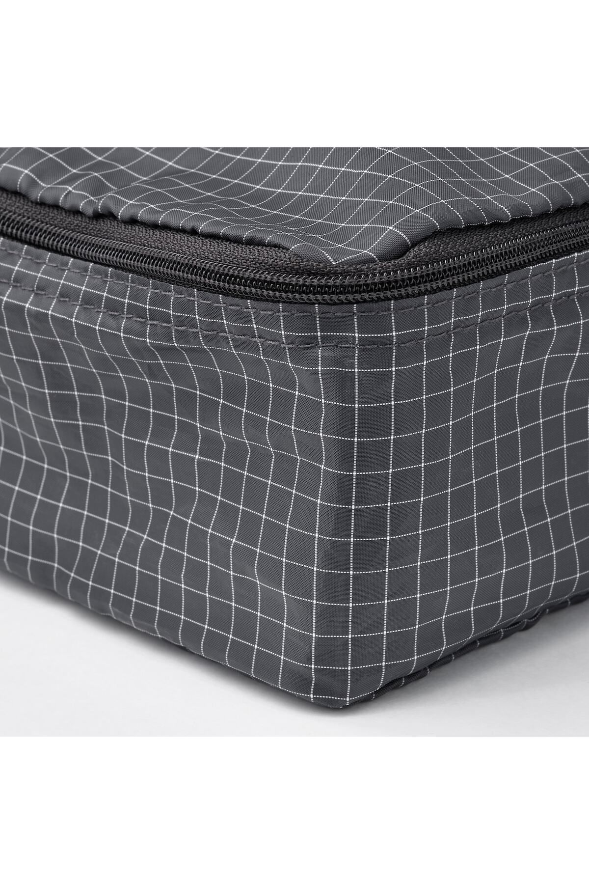 IKEA-RENSARE Clothes bag, set of 3, check pattern/grey black 2