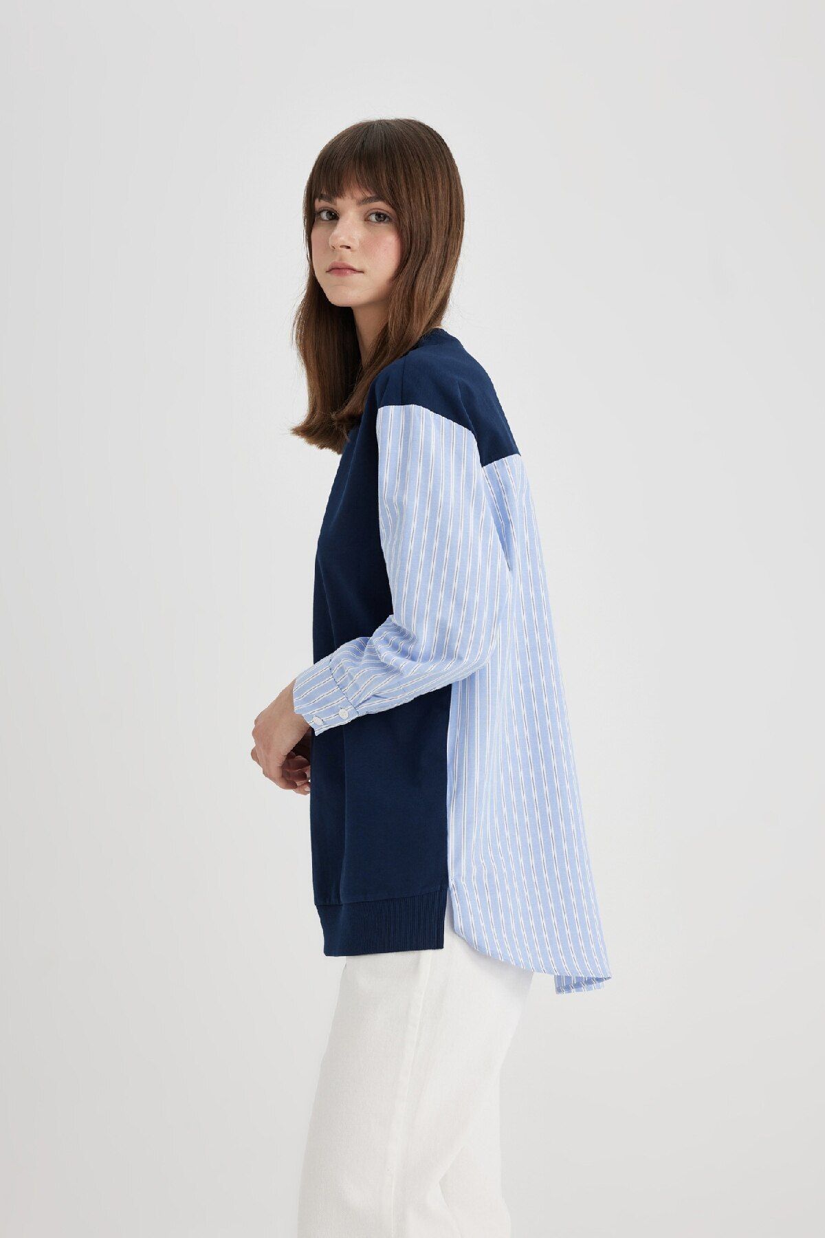 DeFacto-Regular Fit Long Sleeve Basic Plain Sweatshirt Tunic C4556Ax24Sm 4