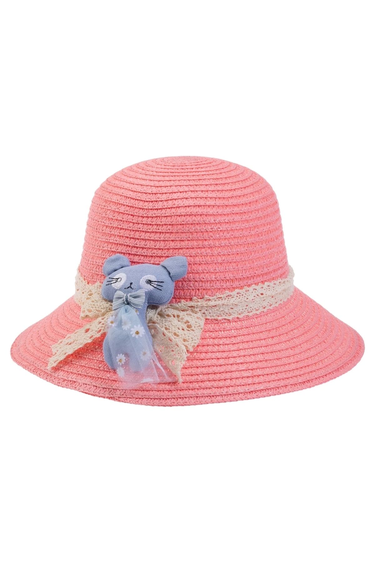 Kitti Bebe Hasır Şapka (2-6 YAŞ) Y24700-01 Pembe