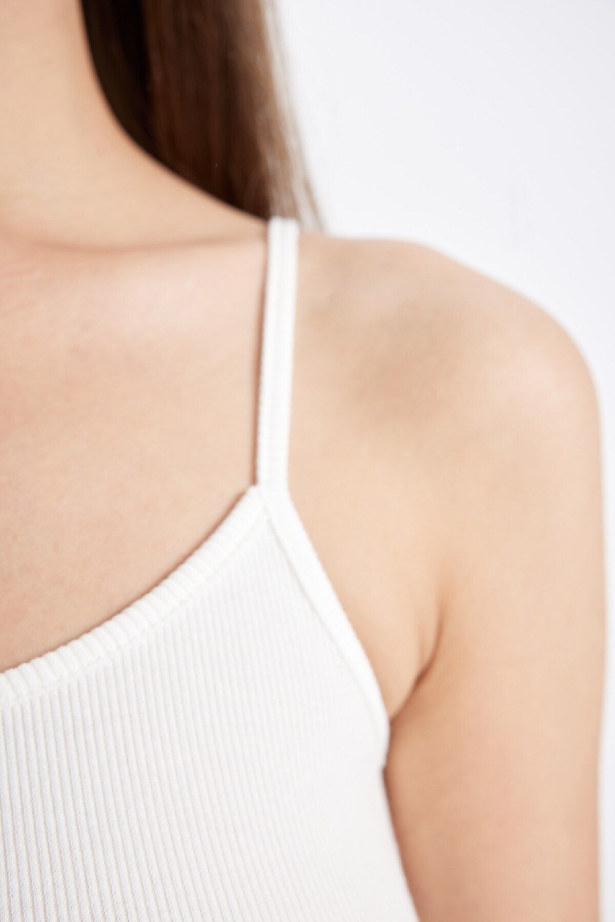 DeFacto-Regular Fit Rundhals-Cord-Unterhemd Basic Tank Top D3326ax24sm 4