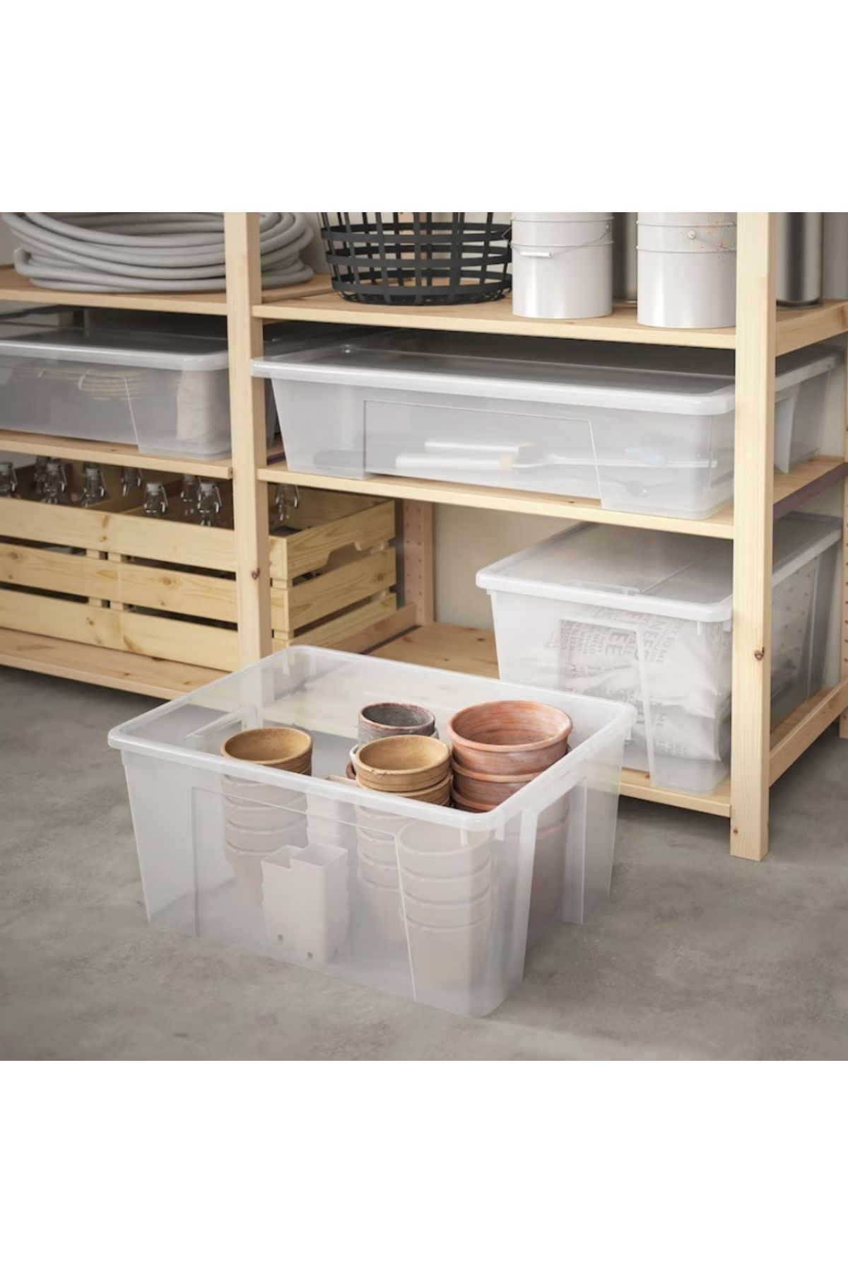 IKEA-صندوق ساملا مع غطاء، شفاف، ٥٧×٣٩×٤٢ سم، ٦٥ لترًا - حل تخزين متين 7
