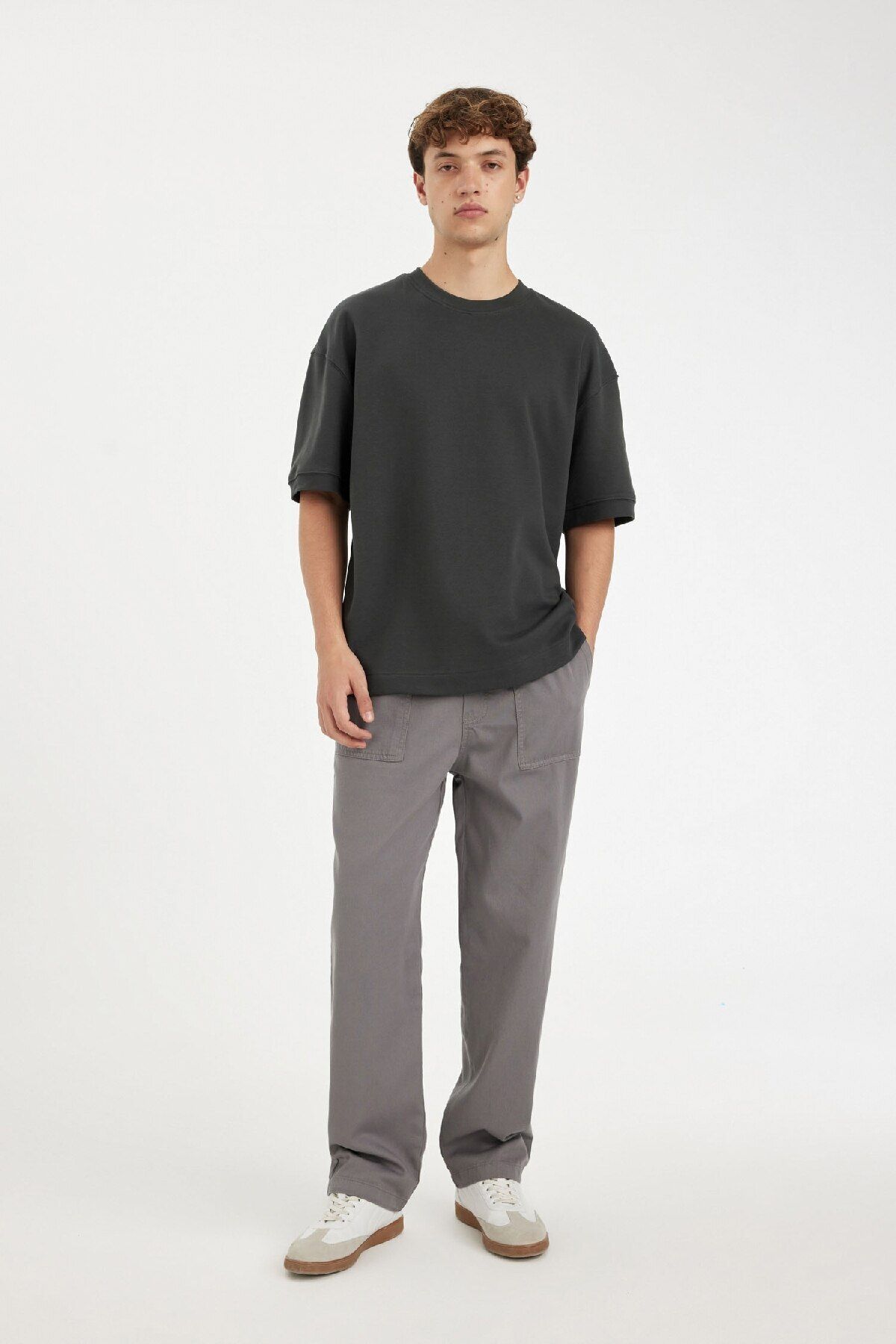 Yazlık Gabardin Pantolon Wide Straight Bol Rahat Kesim Geniş Düz Paça Cepli C9159ax24au