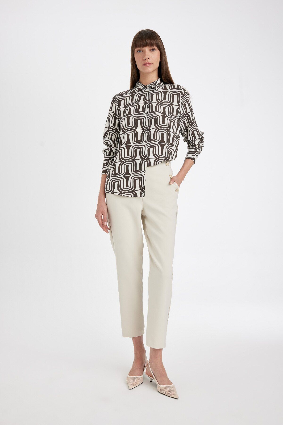 DeFacto-Gemustertes Langarmshirt mit normaler Passform I8266az24au 2