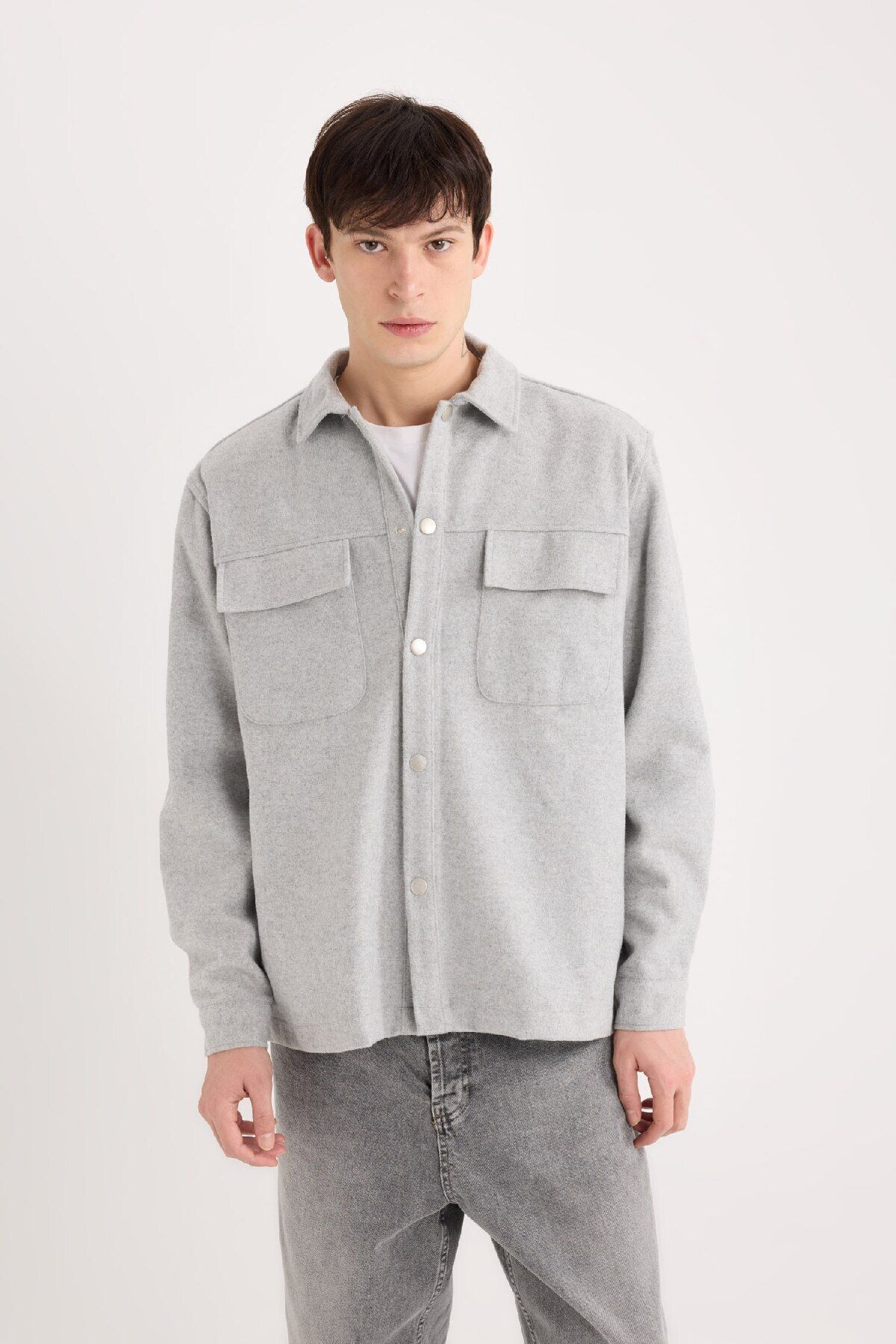 DeFacto-Relax Fit Lumberjack Basic Solid Langarm-Hemdjacke A6876AX24AU 3