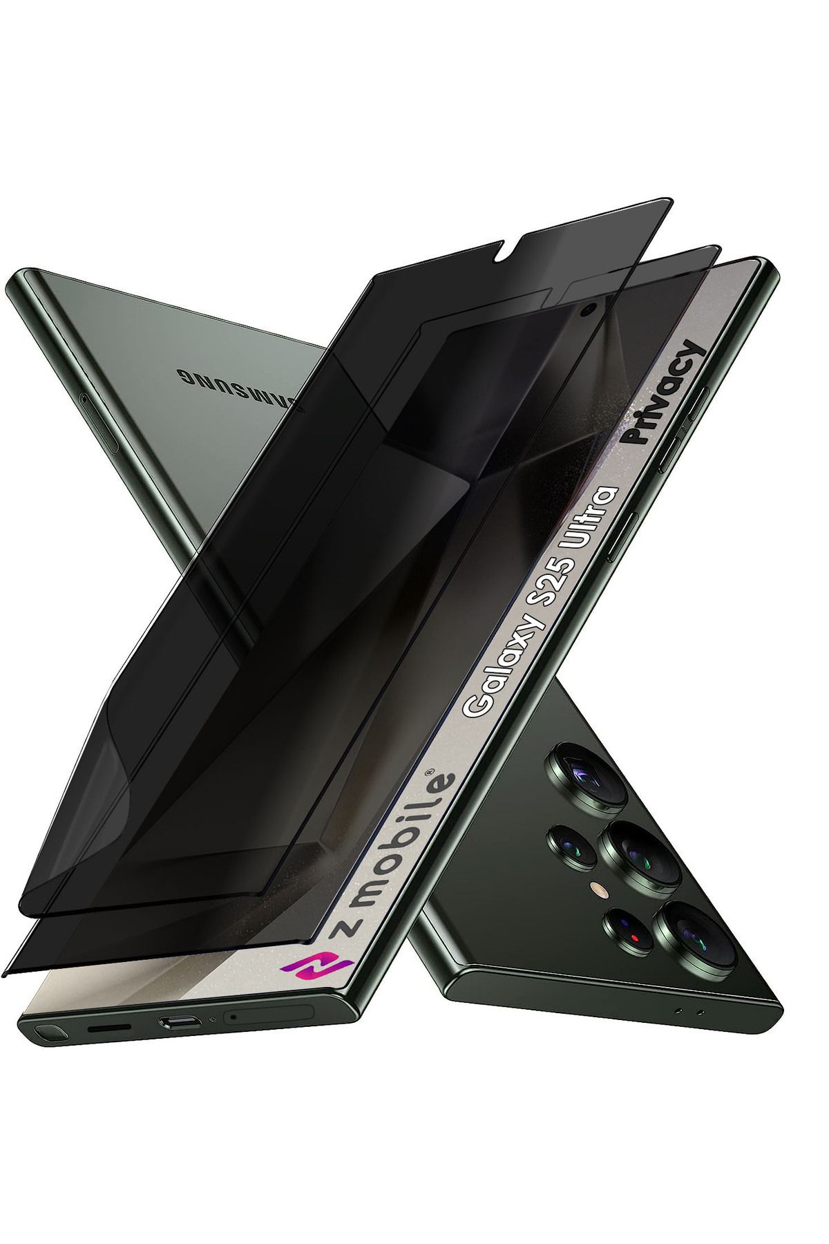 ZMOBILE Samsung Galaxy S25 Ultra Privacy Hayalet Ekran Koruyucu Kolay Uygulama Aparatlı Easy Body Nano Esnek