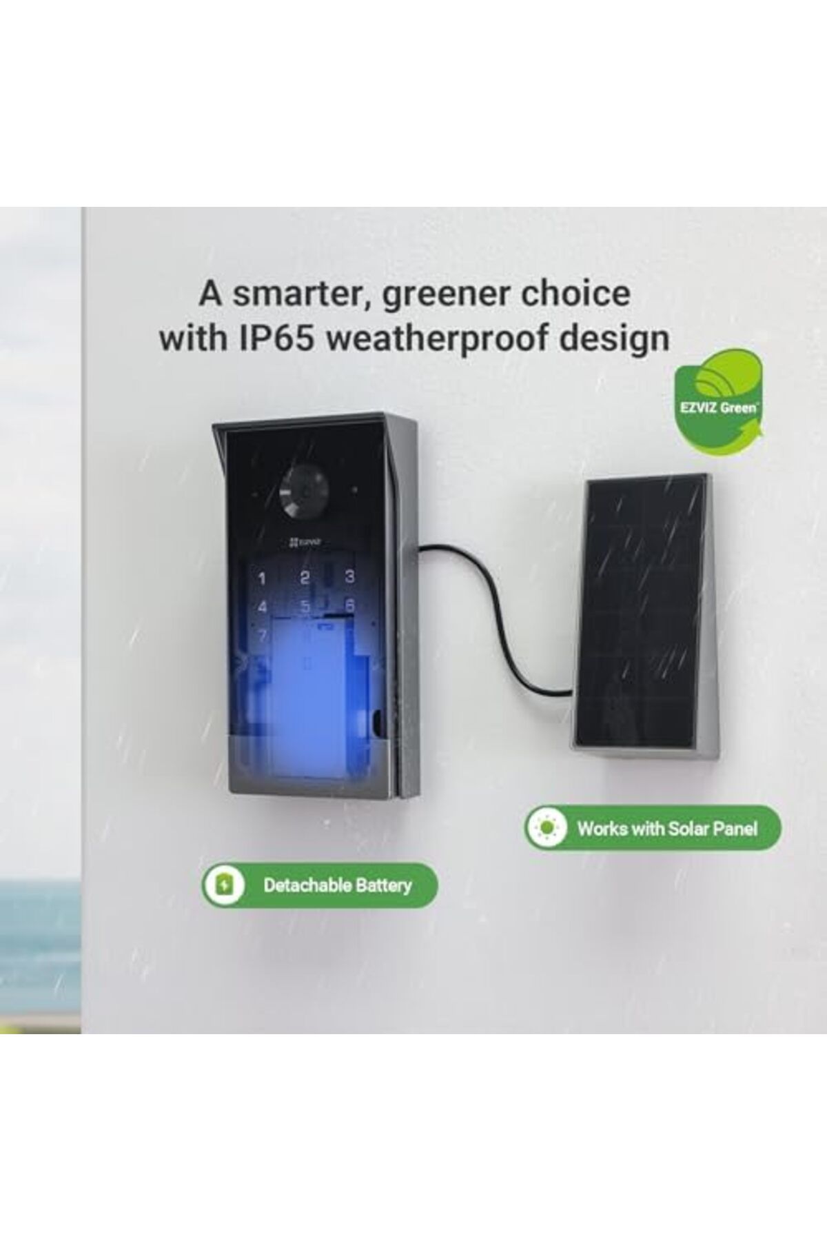 EZVIZ-EZVIZ Battery Video Door Intercom with Solar Panel, 2K Intercom with Camera, 7 Inch Colour Touch Scr 5