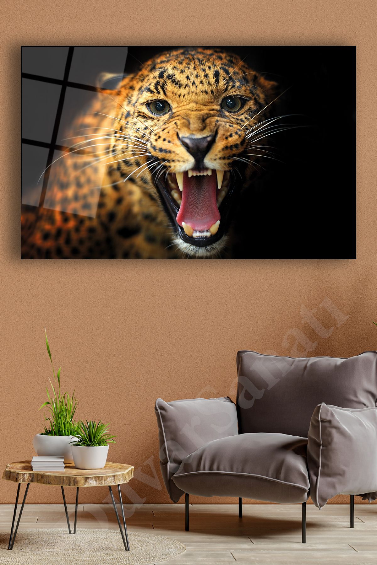 Evlika Jaguar Cam Tablo Modern Ev Ofis Salon Hediyelik Büyük Tablo