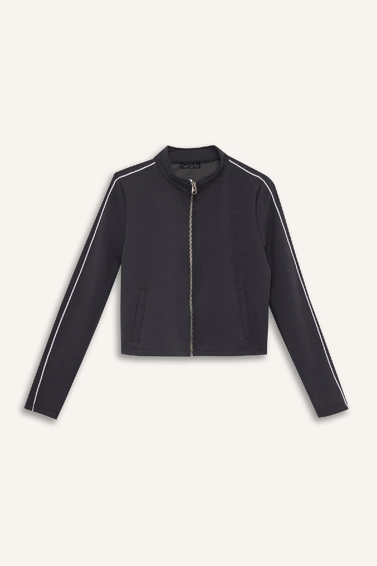 DeFacto-Fitted Stand Collar Basic Plain Zip Closure Modal Cardigan D6670AX24WN 7