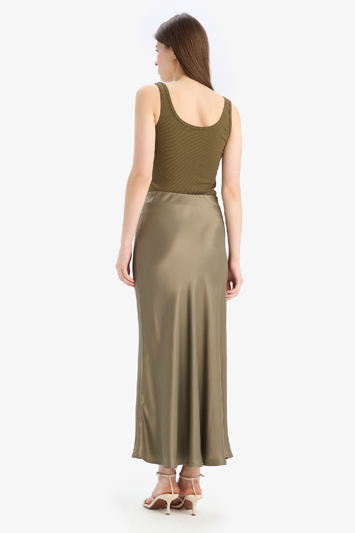 DeFacto-A-Line Regular Waist Satin Midi Skirt B1867Ax25Sp 6