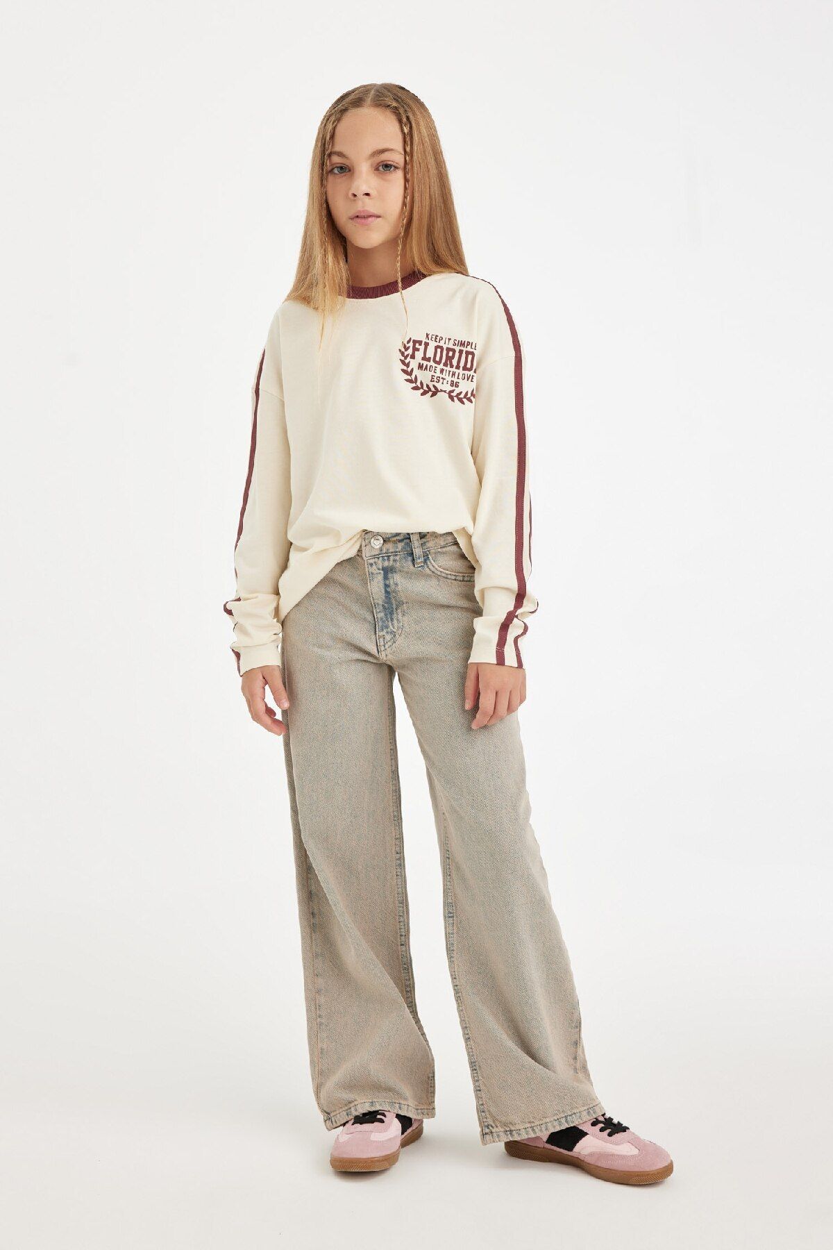 Kız Çocuk Wide Leg Geniş Bol Paça Cepli Jean Pantolon D7178a824wn