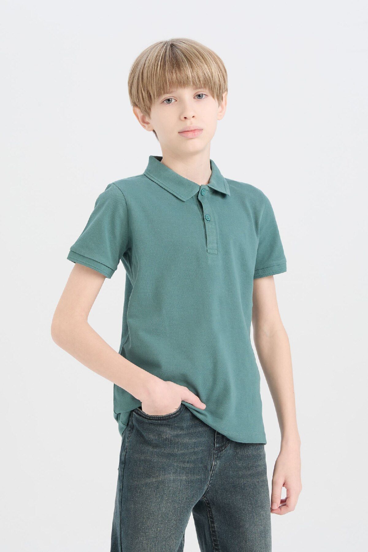 Erkek Çocuk Basic Düz Pike Kısa Kollu Polo Tişört K1689a625sm
