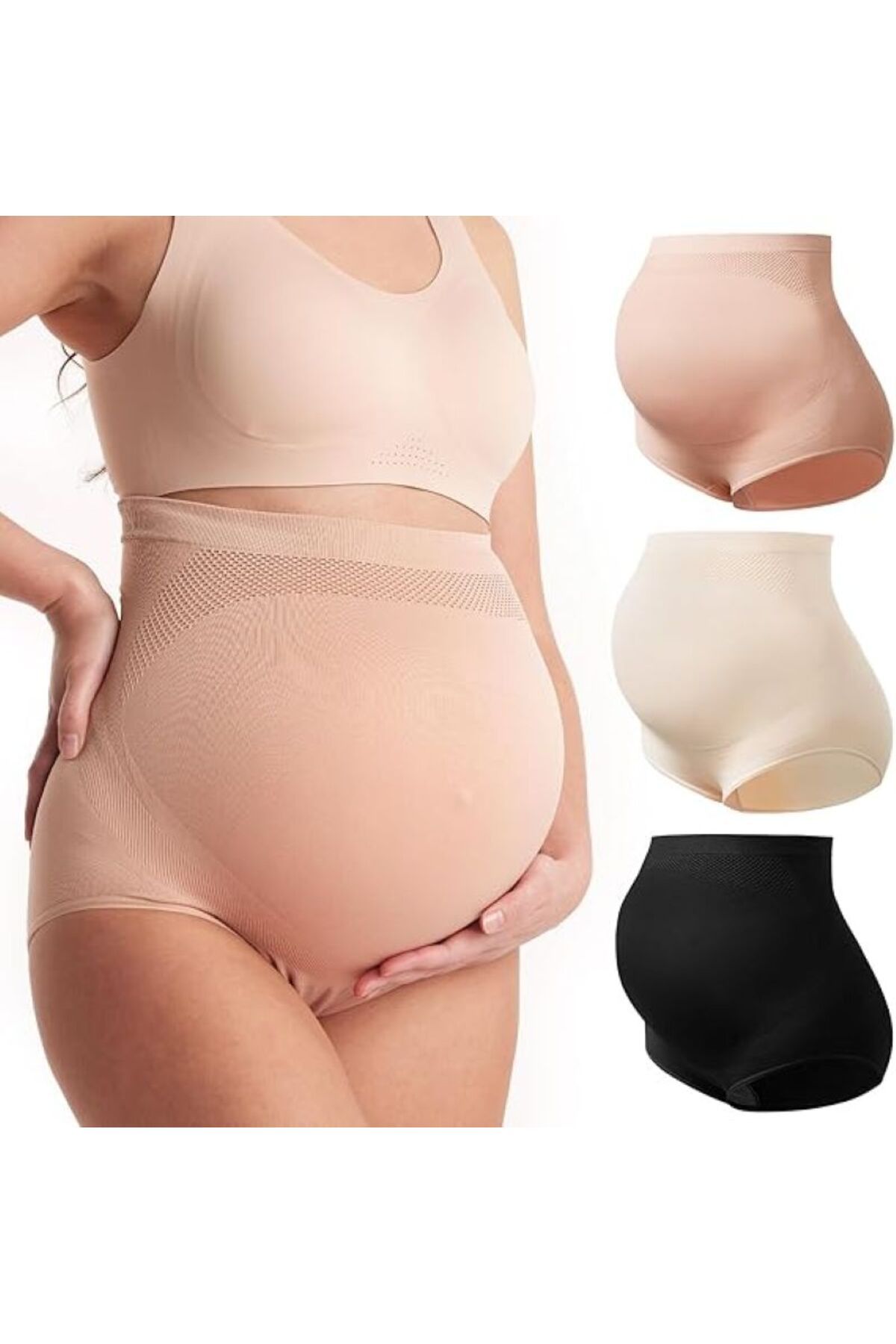 Momcozy Yüksek Bel Hamile Külotu, Dikişsiz Yumuşak Destekli Maternity İç Çamaşırı, Karın Üstü